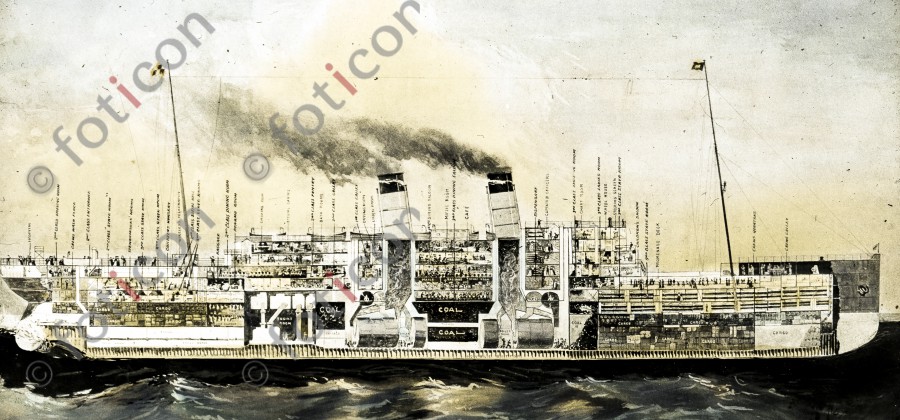 Schnittzeichung der RMS Titanic | Sectional drawing of the RMS Titanic  - Foto simon-titanic-196-002-fb.jpg | foticon.de - Bilddatenbank für Motive aus Geschichte und Kultur